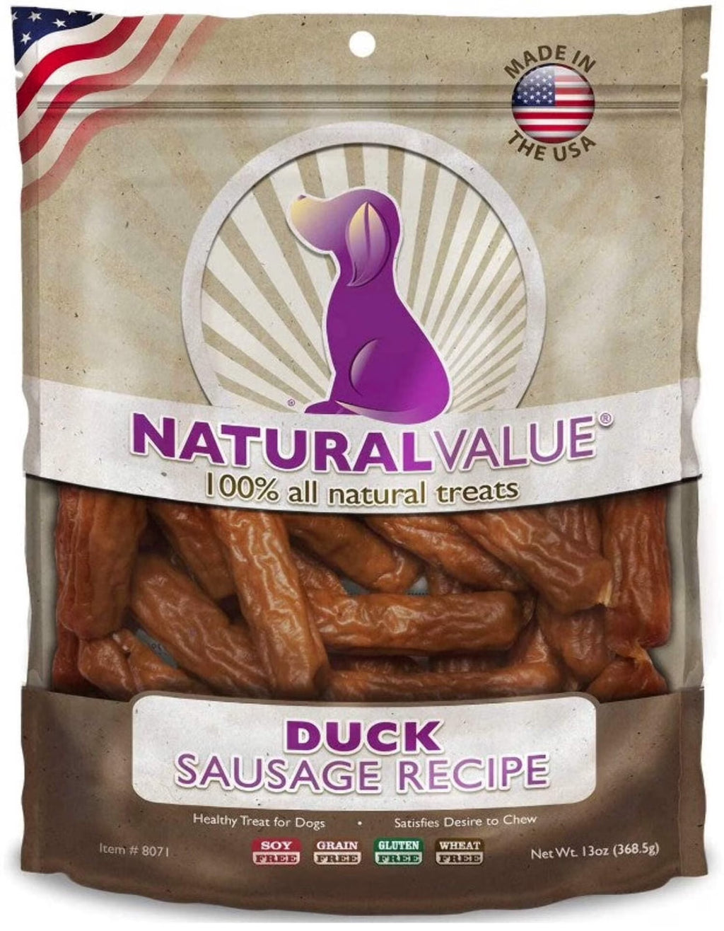 Natural Value All Natural Soft Chew Duck Sausages for Dogs, 13-Ounce