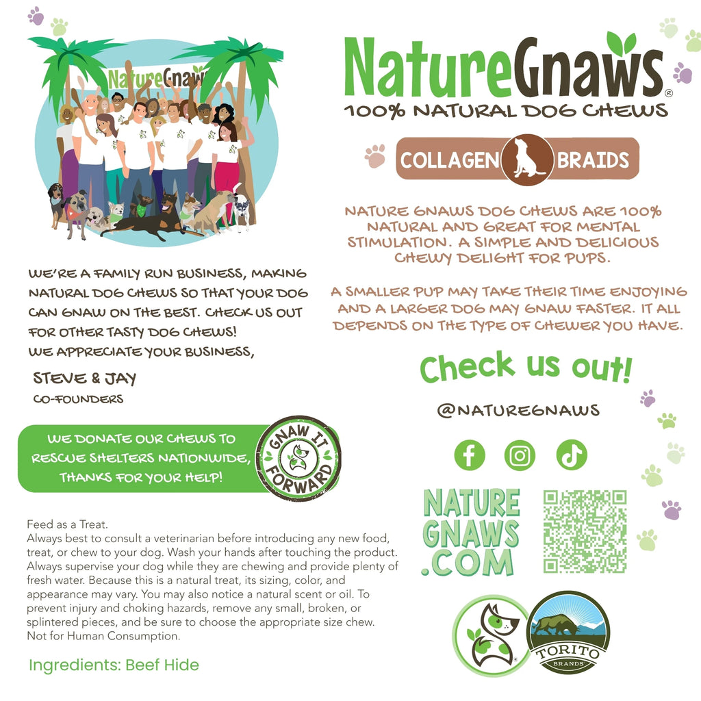 Collagen Braids, Natural Dog Chew Treats (5 Count)