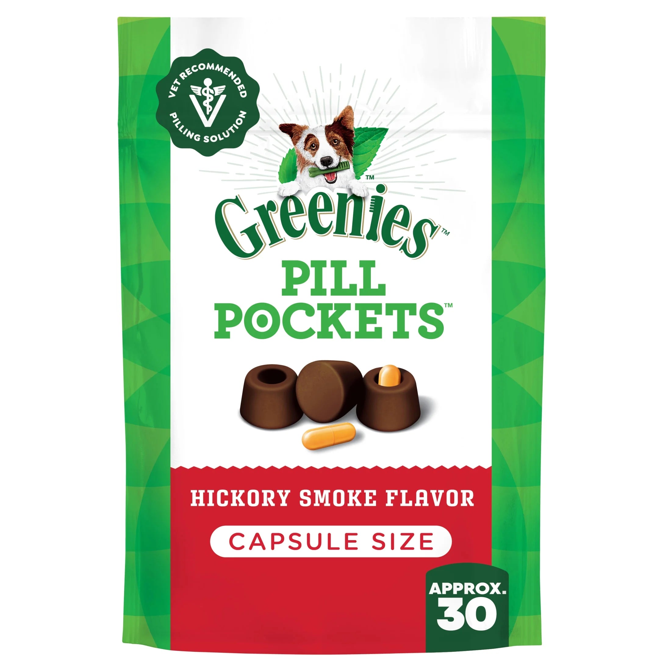 Pill Pockets for Dogs Hickory Smoke Large, Capsule Size Soft Dog Treats, 7.9 Oz (30 Pk)