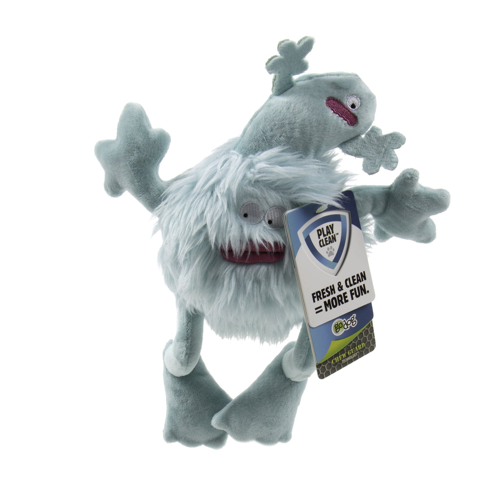Playclean Germs Squeaky Plush Dog Toy with Odor-Eliminating Essential Oils, Chew Guard Technology - Seafoam, Small