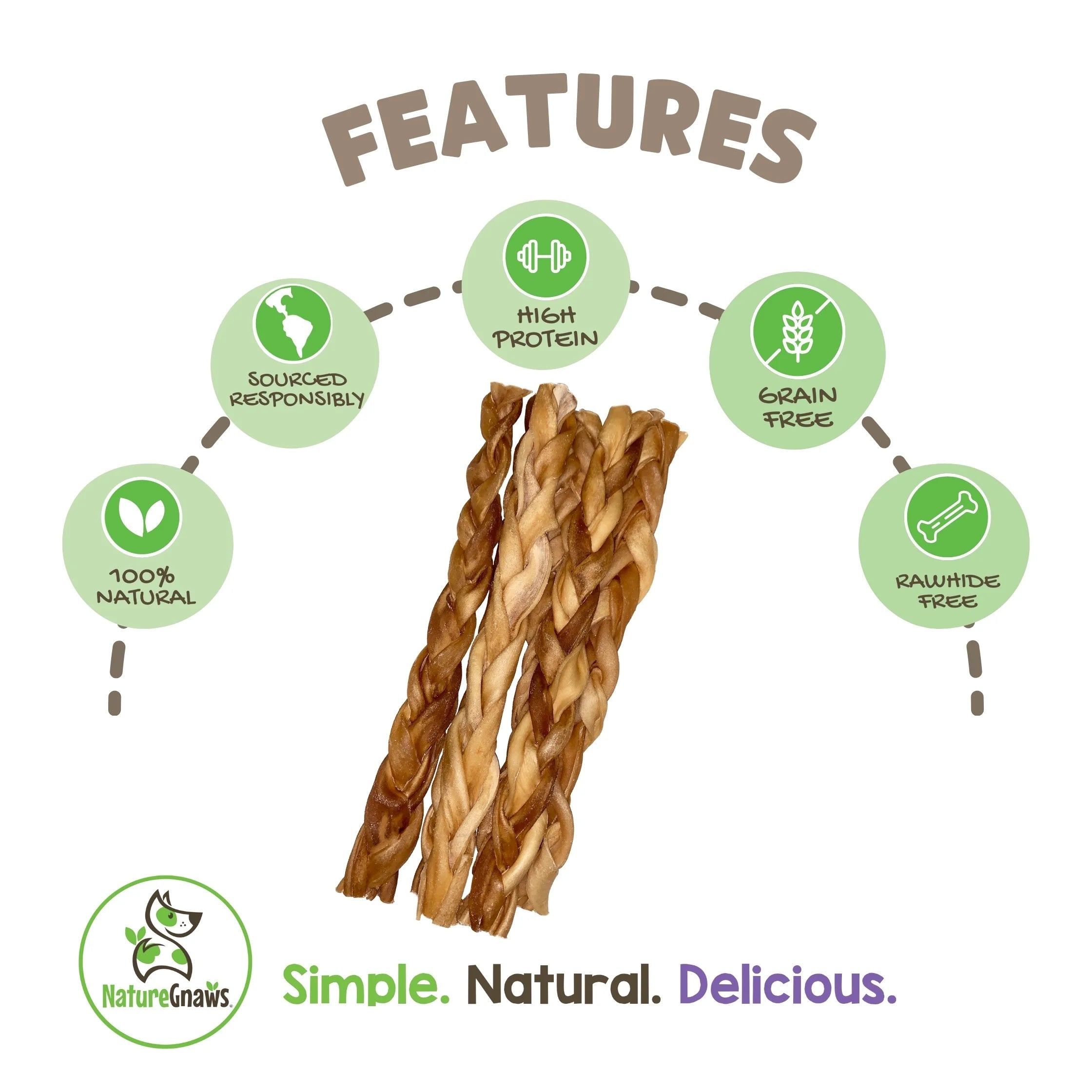 Collagen Braids, Natural Dog Chew Treats (5 Count)