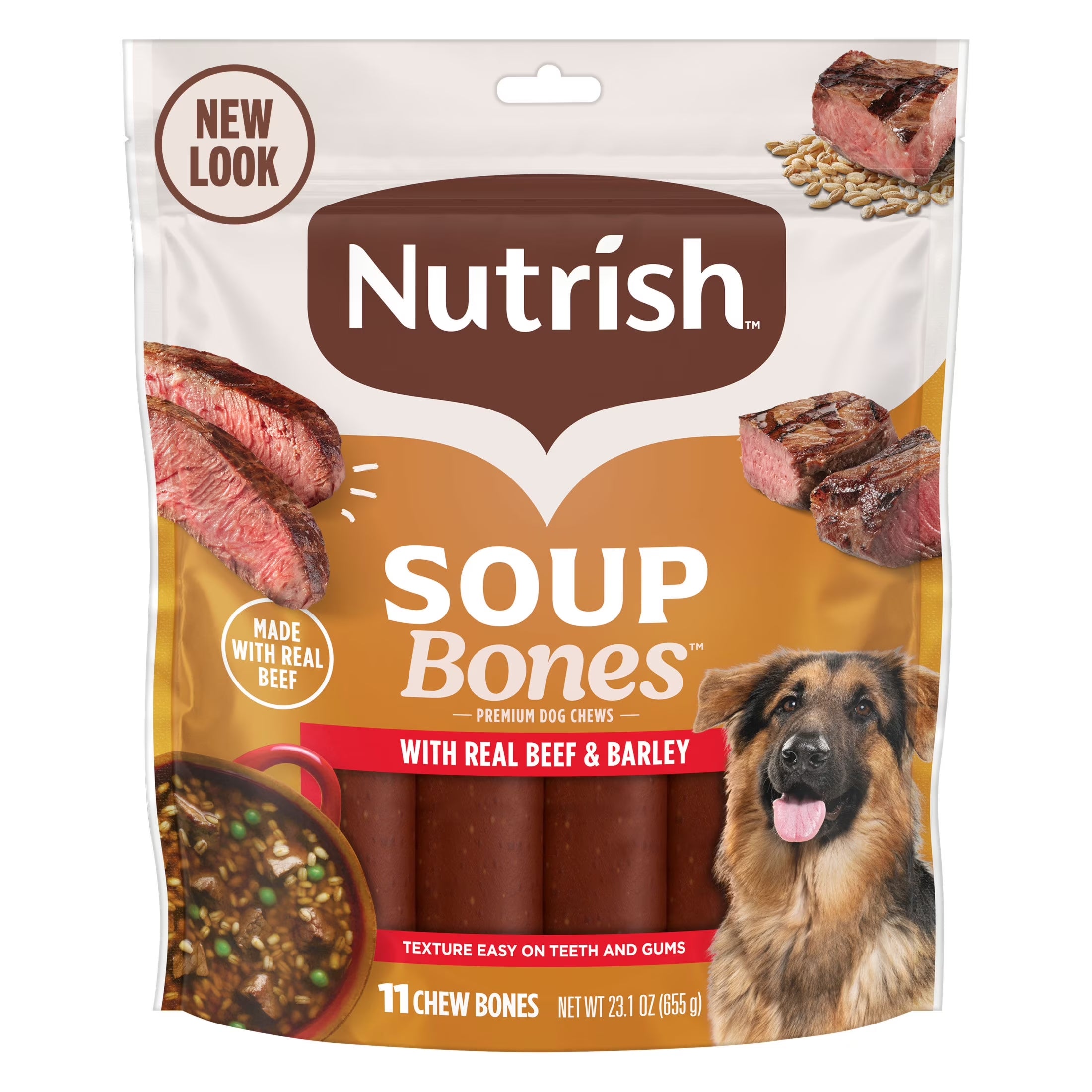 Soup Bones Premium Dog Chews with Real Beef and Barley, 11 Chews (Rachael Ray)