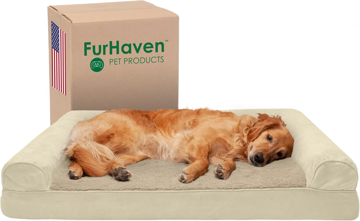 Cooling Gel Dog Bed for Large Dogs W/ Removable Bolsters & Washable Cover, for Dogs up to 95 Lbs - Plush & Suede Sofa - Clay, Jumbo/Xl