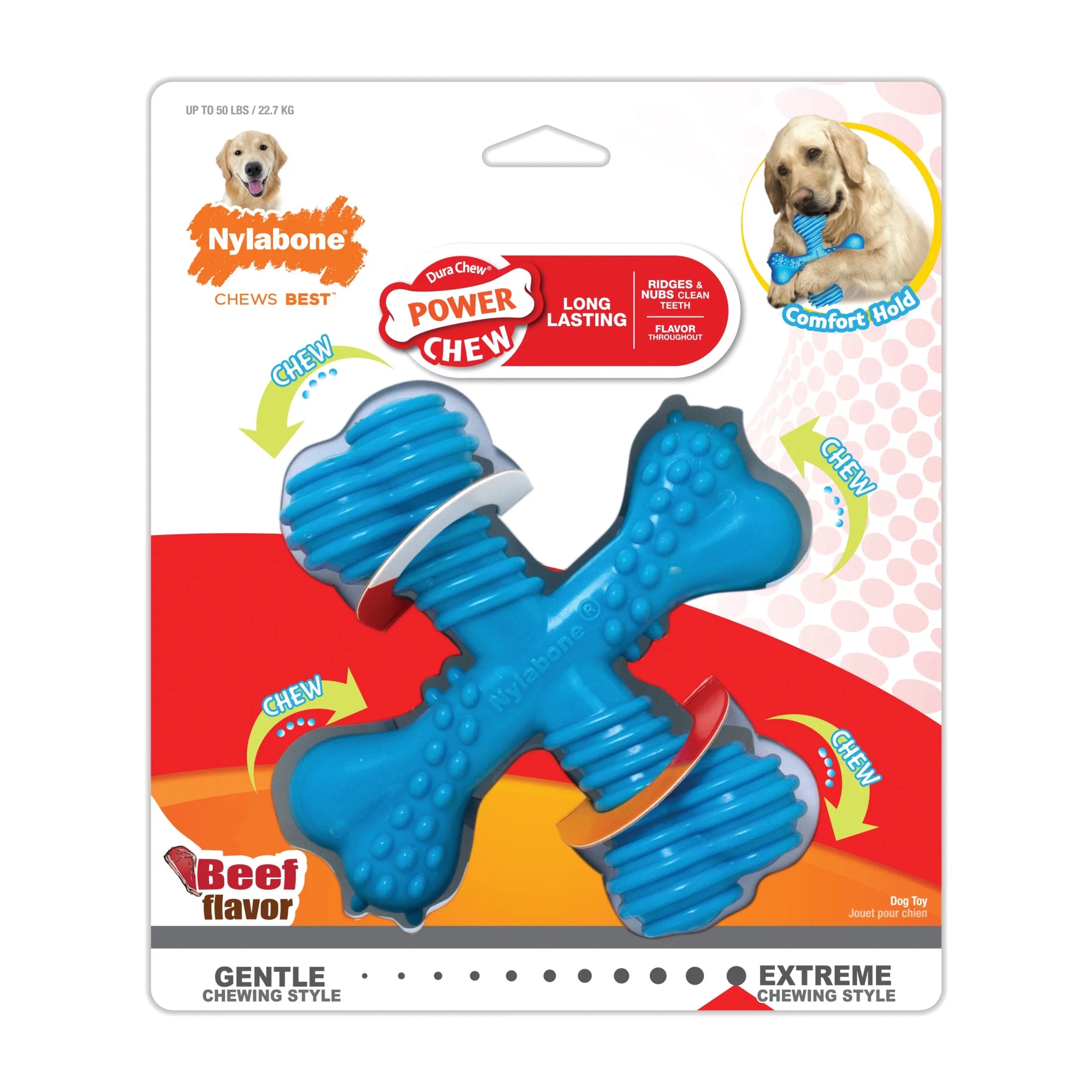 Power Chew Comfort Hold X Bone Dog Toy Beef Large (1 Count)