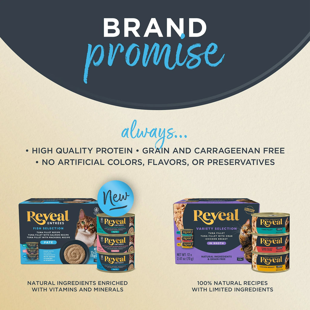 Pet Food Natural Wet Cat Food, Fish & Chicken in Broth Variety Pack, 12 X 2.47Oz Pouches