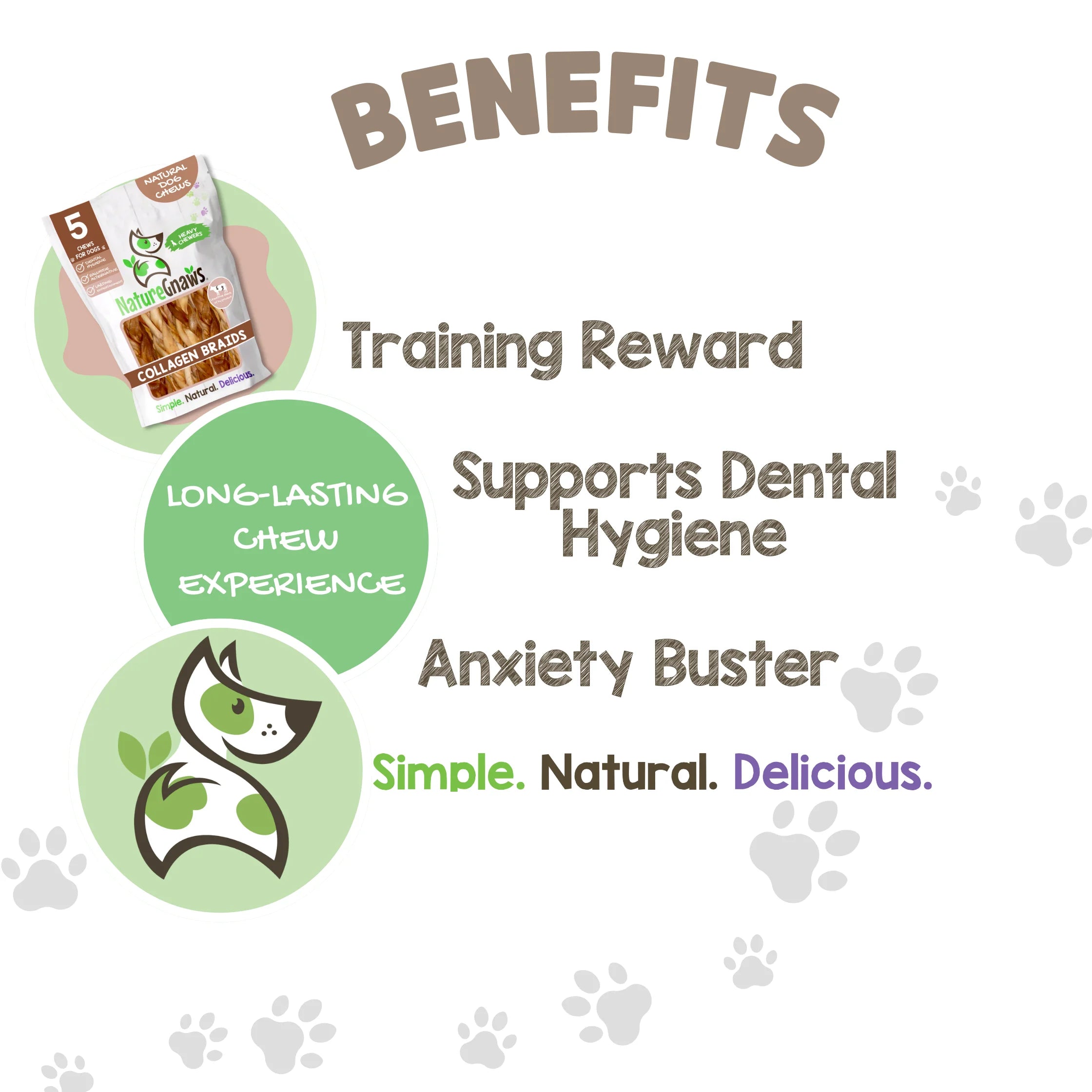 Collagen Braids, Natural Dog Chew Treats (5 Count)