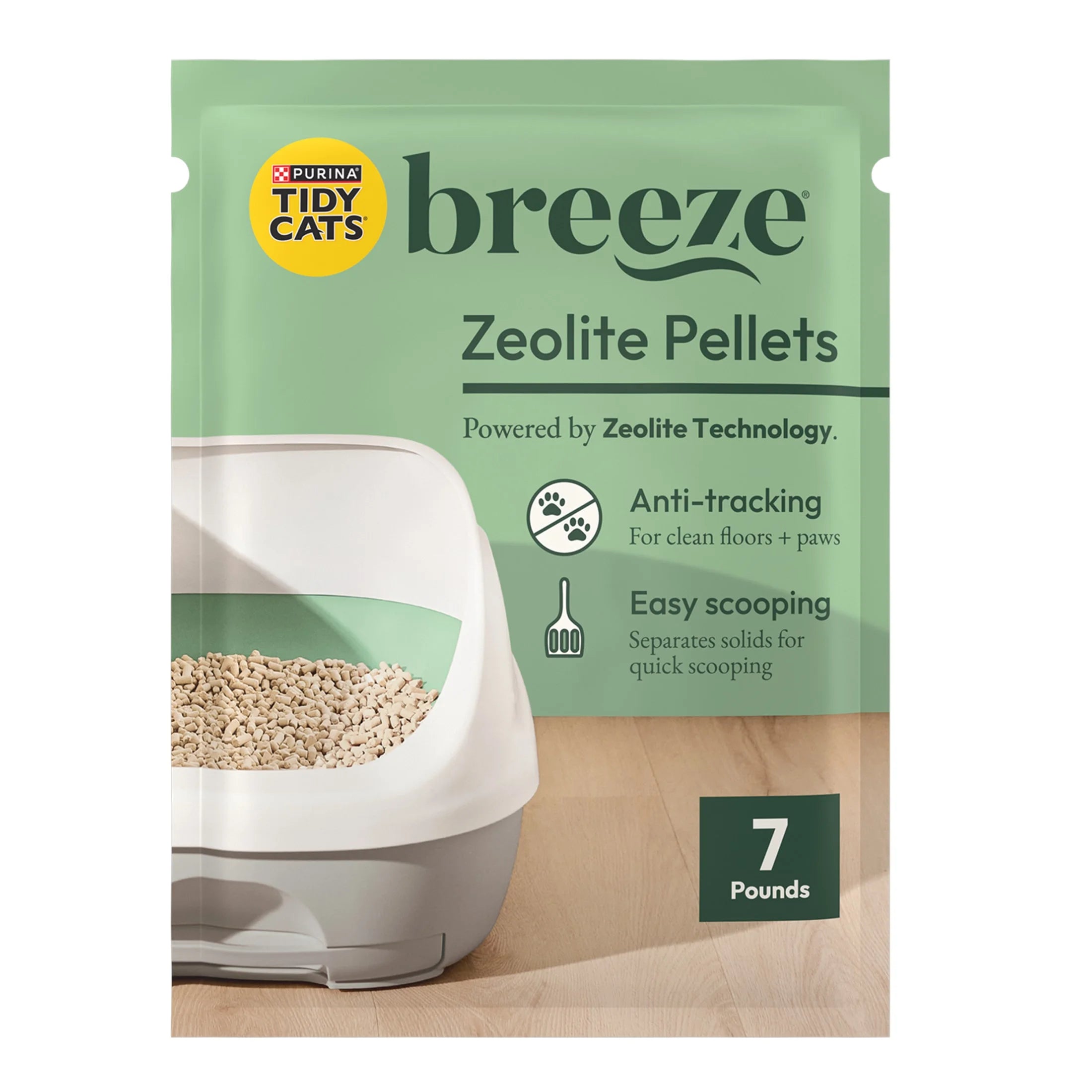 (4 Pack)  Tidy Cats Breeze Unscented 99.9 Percent Dust Free, Multi Cat, Zeolite Pellet Cat Litter Refill