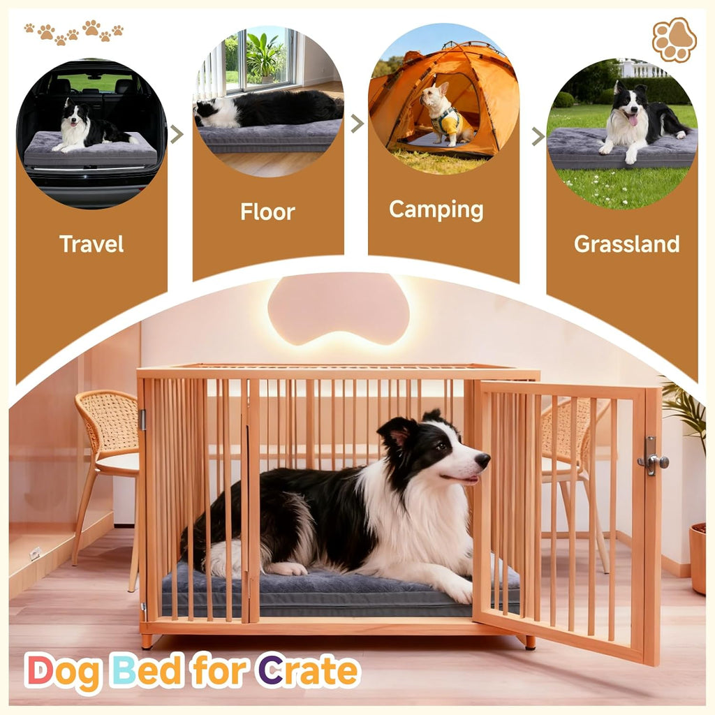 Waterproof Dog Bed for Crate - Outdoor Dog Crate Pad for Small Dogs, Orthopedic Crate Bed for Small Dogs with Egg Crate Foam, Anti-Slip, Reversible & Washable Cover, 23" X 17", Gray